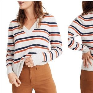 Madewell Striped Westgate V-Neck Sweater